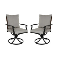 2-Piece Outdoor Dining Chair Set, 2 Leather-Look Wicker 360-Degree Swivel Patio Chair