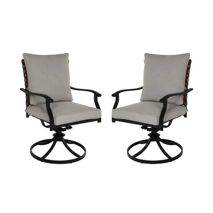 2-Piece Outdoor Dining Chair Set, 2 Leather-Look Wicker 360-Degree Swivel Patio Chair