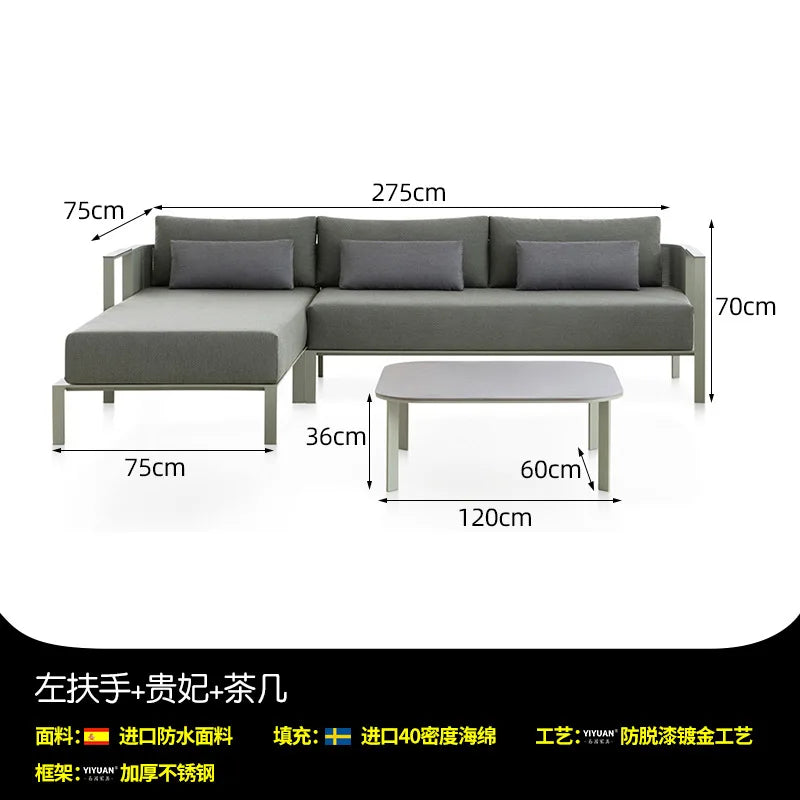 Outdoor stainless steel sofa Hotel sales office Terrace Dining table and chairs