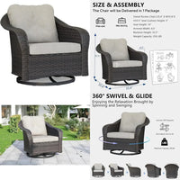 Brown Outdoor Wicker Swivel Glider Rocking Chair with Water-Resistant Cushions