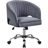 Home Office Chair Velvet Desk Chair, Upholstered Modern Swivel Chair with Tufted Barrel Back, Rolling Wheels for Offic
