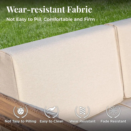 6 Piece Outdoor Wattan Sectional Sofa Extra Thick Cushions Lawn Deck Garden Patio Furniture Set Customized
