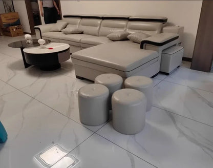 Modern Large Apartment Chaise Leather Sofa Combination Set Light Luxury Living Room Sofas Creative Office Comfortable Large Sofa