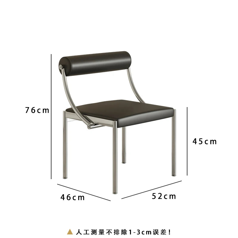 Vintage Designer Dining Chair with Stainless Steel Frame Study Room Seat Bedroom Dressing Table Makeup Stool Home Kitchen Chairs