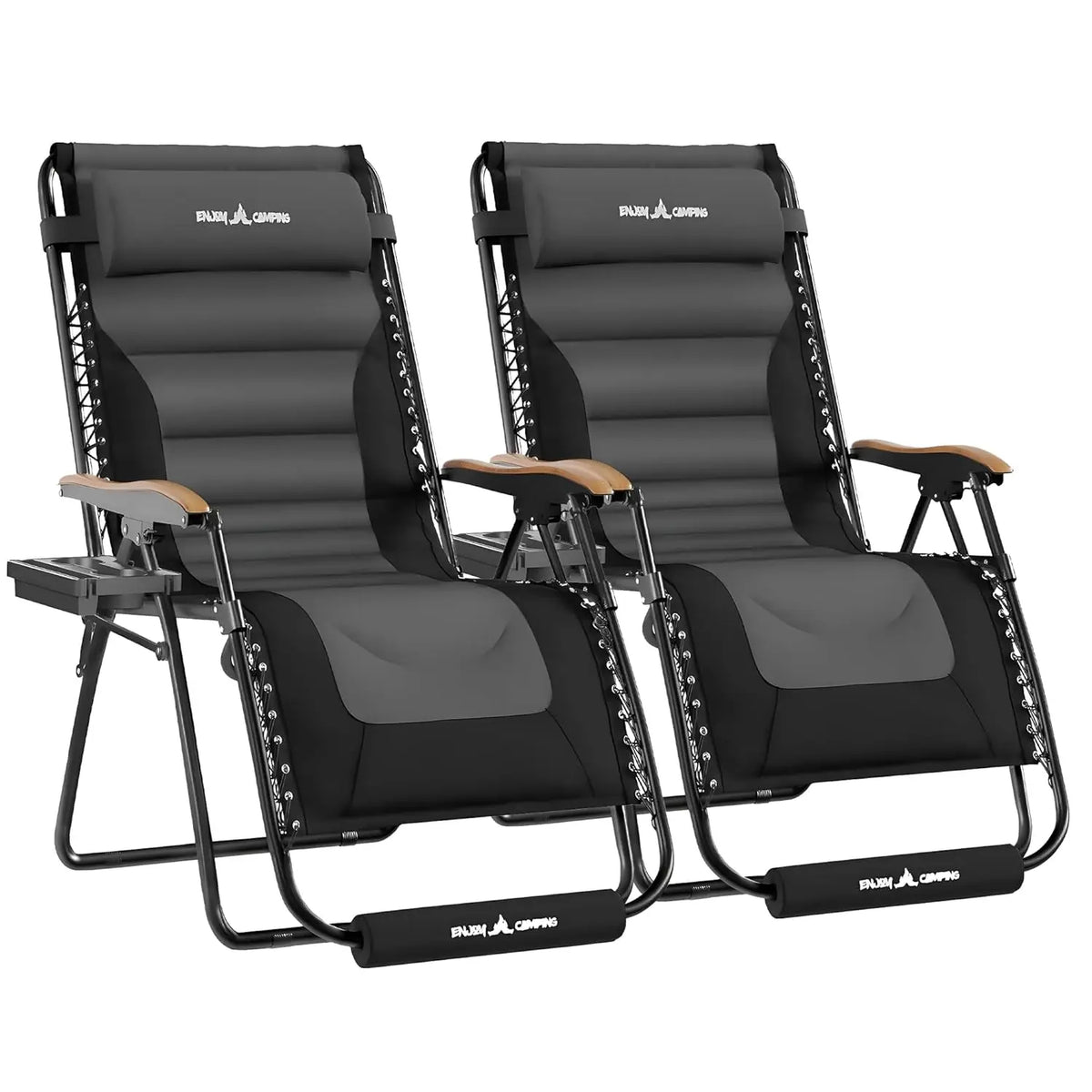 Oversized Zero Gravity Chair Outdoor, Anti Gravity Patio Padding Chairs Folding Adjustable with Cup Holder, Foot Pad & Padded He