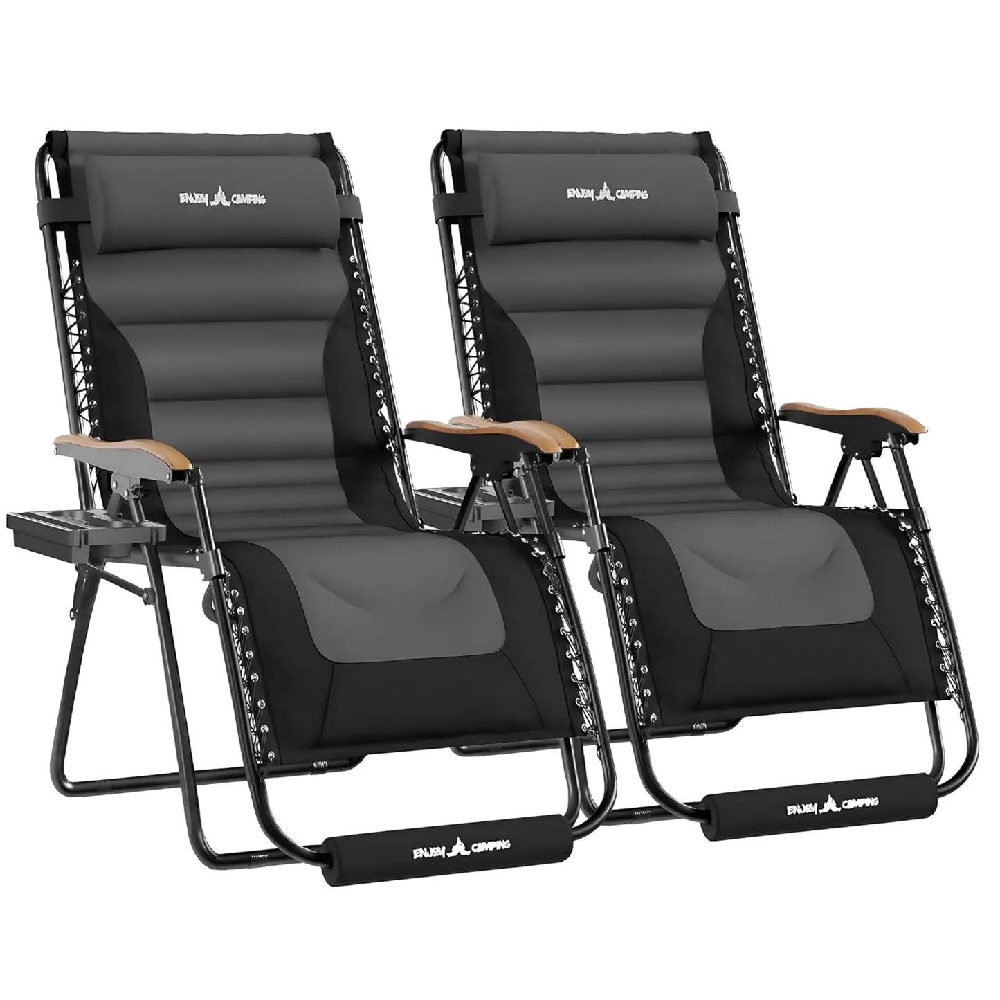 Oversized Zero Gravity Chair Outdoor, Anti Gravity Patio Padding Chairs Folding Adjustable with Cup Holder, Foot Pad & Padded He