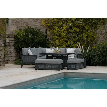 Premium 4-Piece Outdoor Lounge Set – All-Weather Wicker Sofa with Fire Pit Table