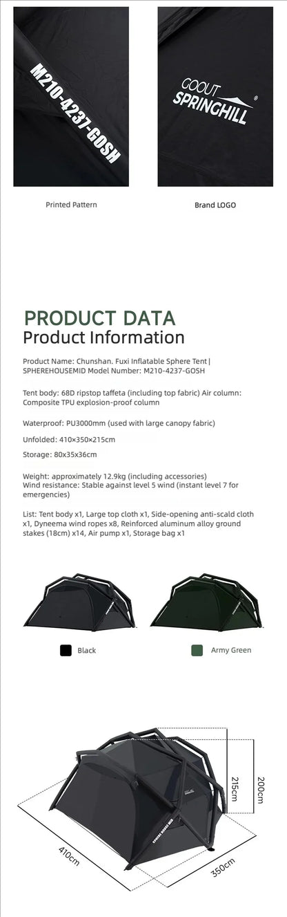 Goout SpringHill Fuxi Inflatable Ball Tent for Outdoor Camping, One-Piece Portable Wild Camping Overnight Rainproof