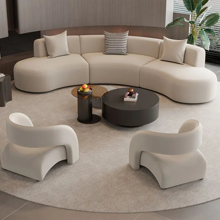 Beauty salon clubhouse lounge area curved sofa coffee table combinatio ...