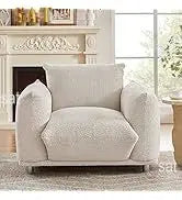Hot Sales Hot Sales Modern Oversized Swivel Chair Boucle Sherpa Upholstered Barrel Armchair Wood Base White Accent Chair For Liv