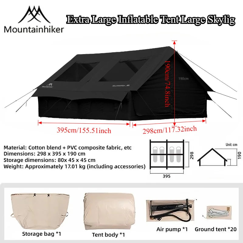 Mountainhiker 6-8 Person Portable Camping Tent Waterproof Family Beach Tent Quick Opening, Anti-UV Hand Air Pump Inflatable Ten
