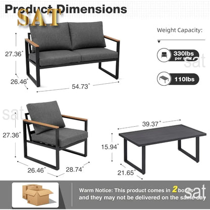 jz New Patio Furniture Set, 4 Pieces Outdoor  with Removeble, Washable and High-Resiliency Sponge Cushions