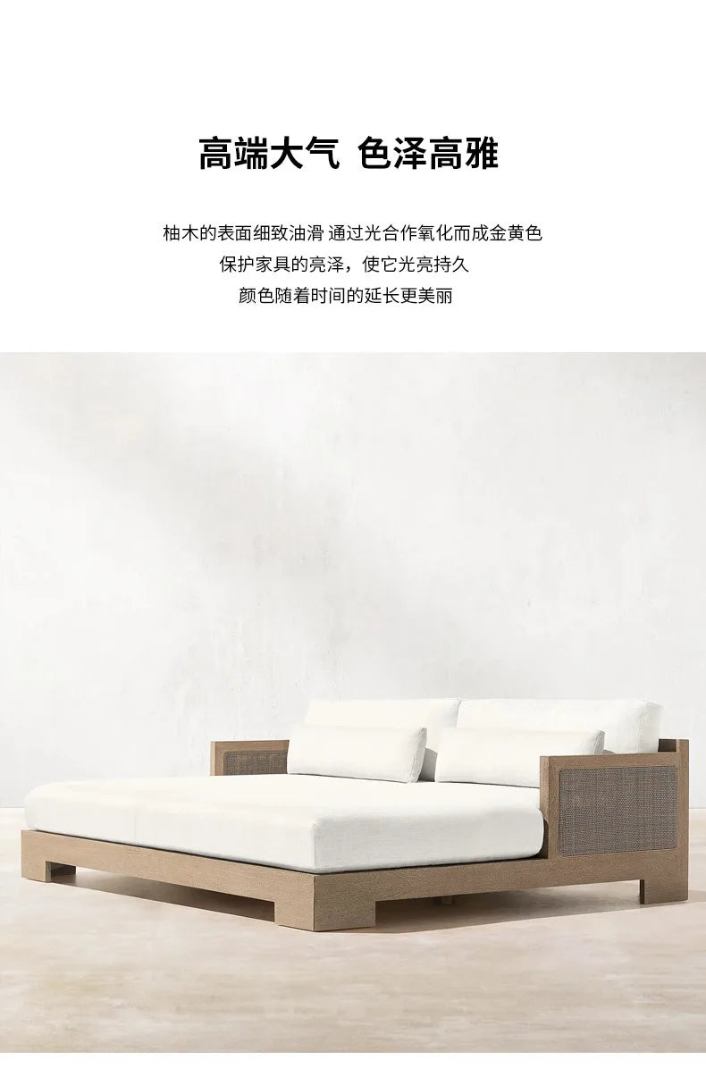 Customizable outdoor teak sofa patio rattan chair