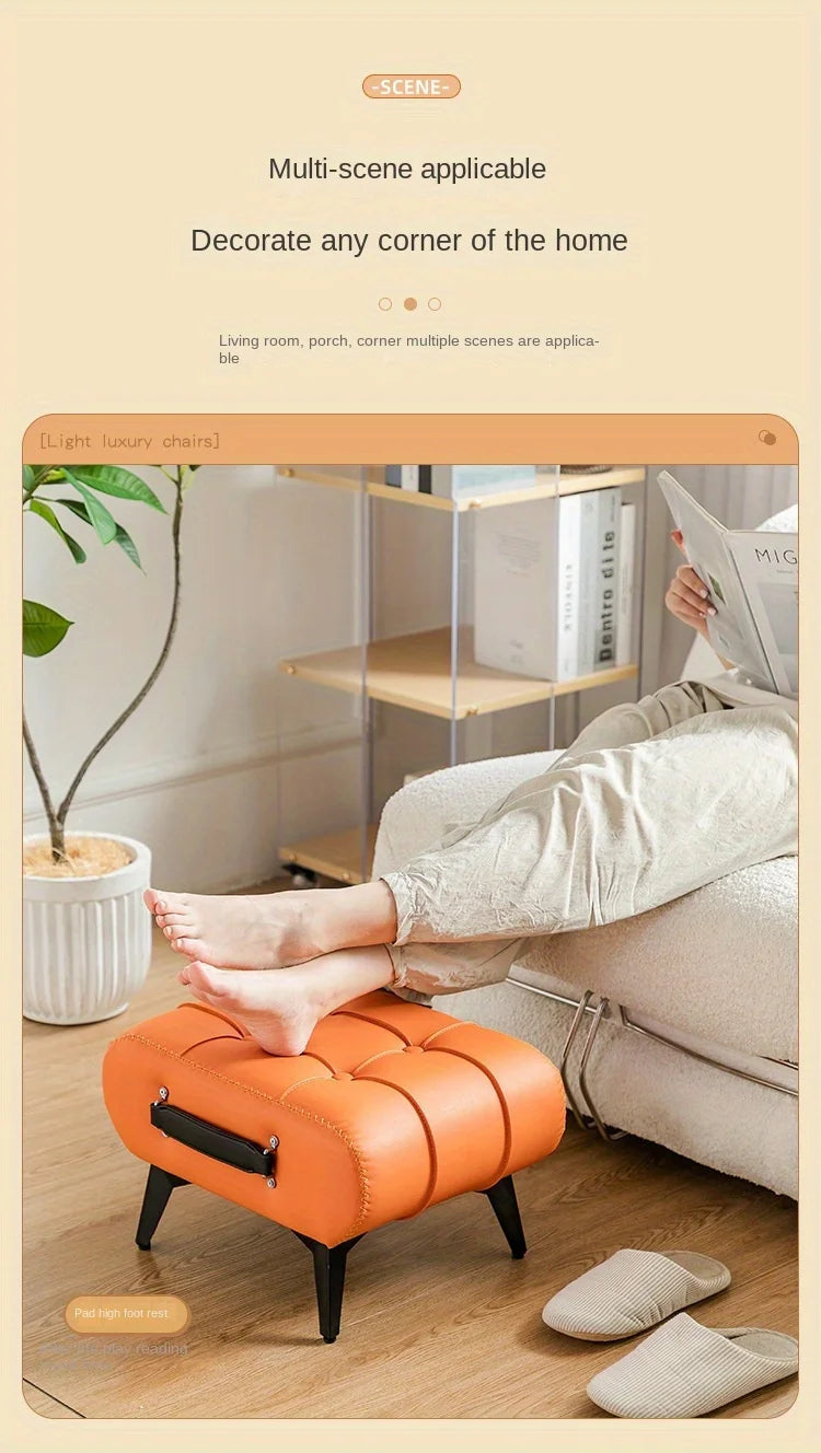 A square leather stool, living room stool, sofa footstool, home decoration, light luxury American, Italian, home decoration