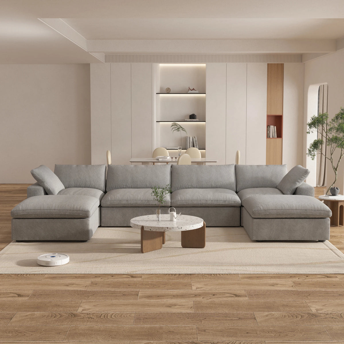 Cloud Modular Sectional Sofa with 2 Storage Ottomans 160.6