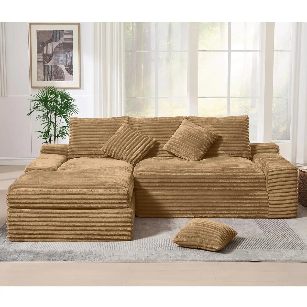 Modern Cloud Sectional Couch With L-Shape Chaise, Modular Boneless Sofa With Deep Seat, Comfy Plush Upholstered Couches