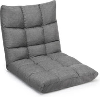 Adjustable Floor Gaming Sofa Chair 14-Position Cushioned Folding Lazy Recliner High Resilience Sponge Breathable Cotton Linen Fa
