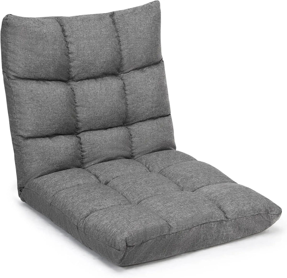 Adjustable Floor Gaming Sofa Chair 14-Position Cushioned Folding Lazy Recliner High Resilience Sponge Breathable Cotton Linen Fa