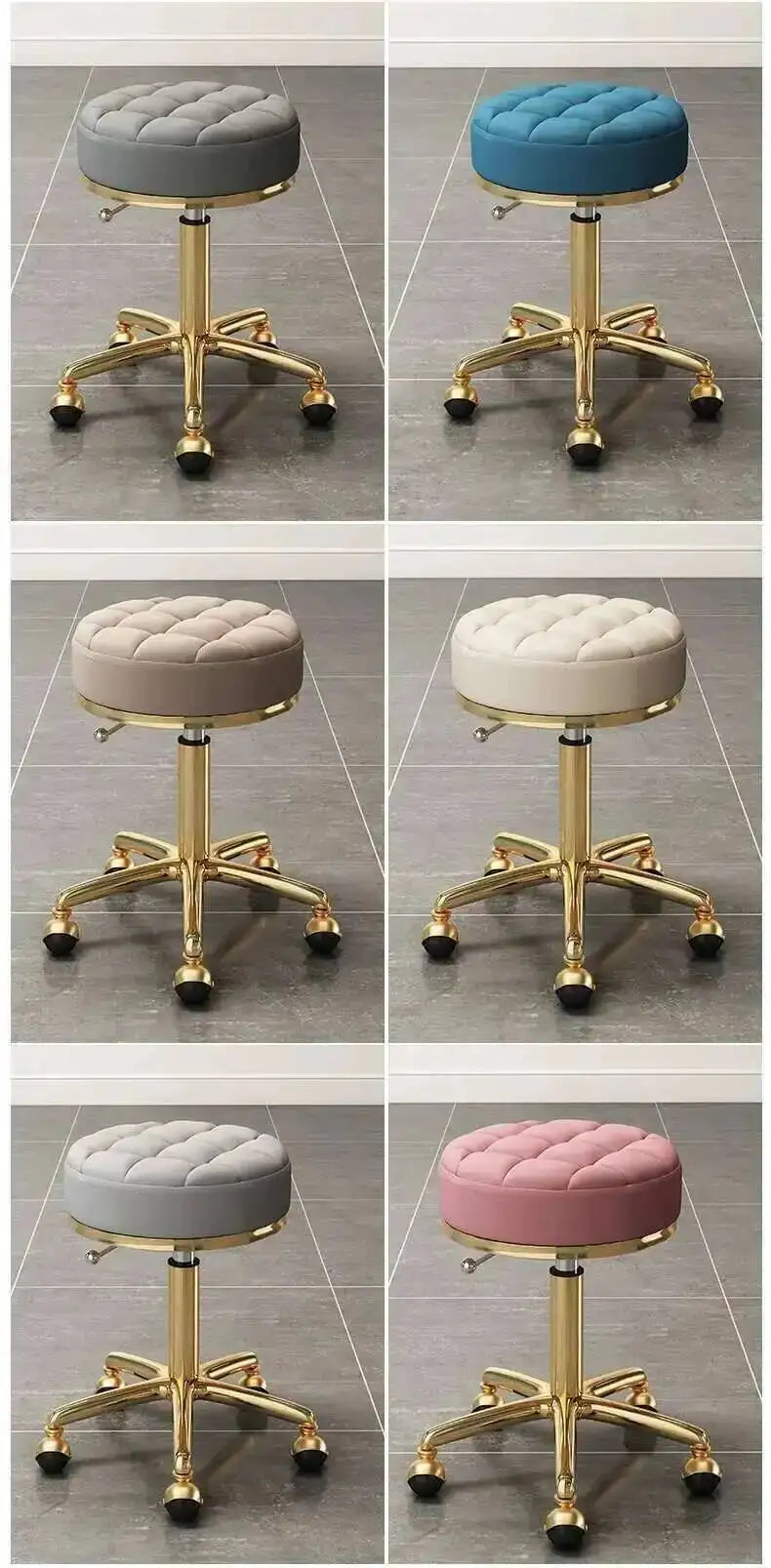 Barber Hairdressing Salon Chairs Gold Beauty Makeup Chair Furniture Office Desk Stool With Wheels Swivel Lifting Round Stools