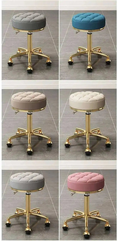 Barber Hairdressing Salon Chairs Gold Beauty Makeup Chair Furniture Office Desk Stool With Wheels Swivel Lifting Round Stools