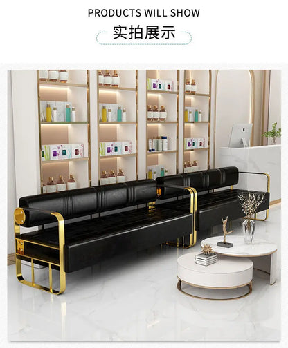 Furniture Barber Shop Sofa Waiting Salon Special Chair Hair Salon Rest Area Stainless Steel Sofa Chair