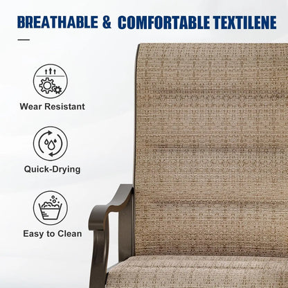 Patio Swivel Chairs Set of 2, Outdoor Dining Chairs High Back with Padded All Weather Breathable Textilene, Customized