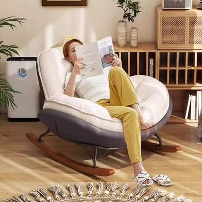 Elegant Nordic Rocking Chair for Living Room Single Penguin Chair Cozy Lazy Sofa Stylish Lounge Chair for Balcony and Patio