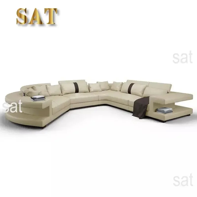 New Arrival Modern Living Room Leather Sofa, Lounge Chair, Living Room Designer Combination Sofa, U-shaped Sofa, Luxury Leather
