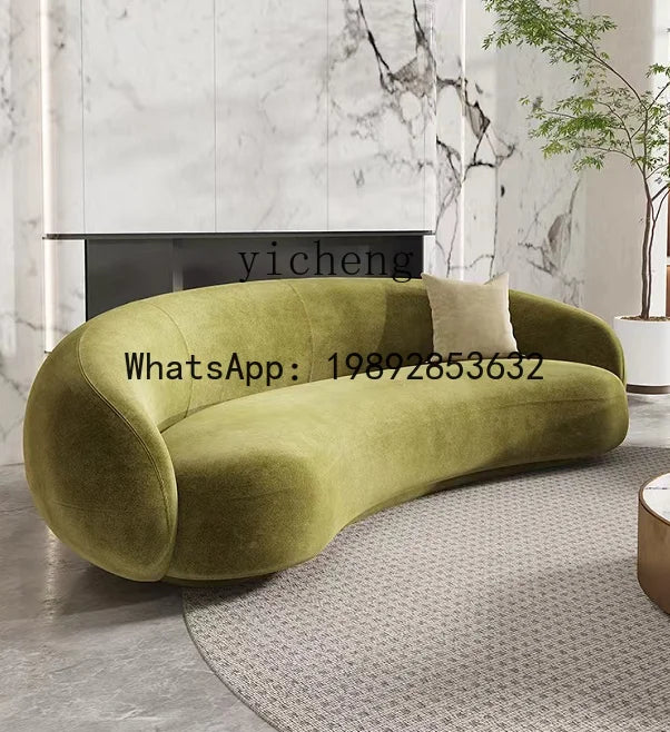 Q4  Light Luxury Velvet Curved Sofa Beauty Salon Clothing Store Moon-Shaped Sofa