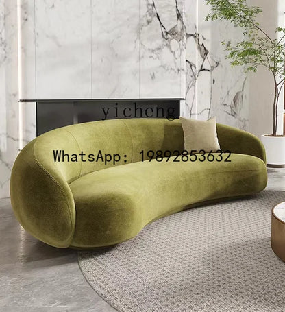 Q4  Light Luxury Velvet Curved Sofa Beauty Salon Clothing Store Moon-Shaped Sofa