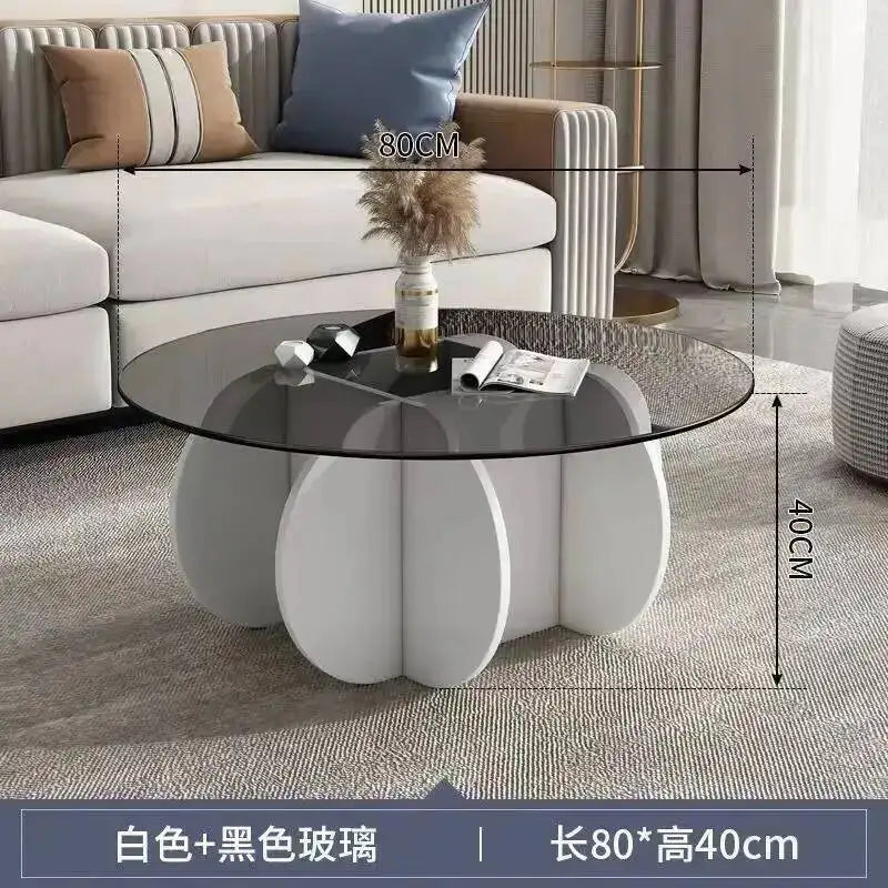 Table basse de salon ronde en verre trempé, design créatif, résistante aux hautes températures, style luxe