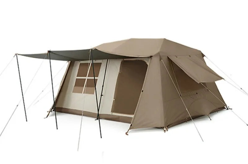 Oxford Cloth Beach Tent Rainproof Sunproof Ventilation Nature Hike Family Travel Shelter Tent Large Space Camping Supplies Tents