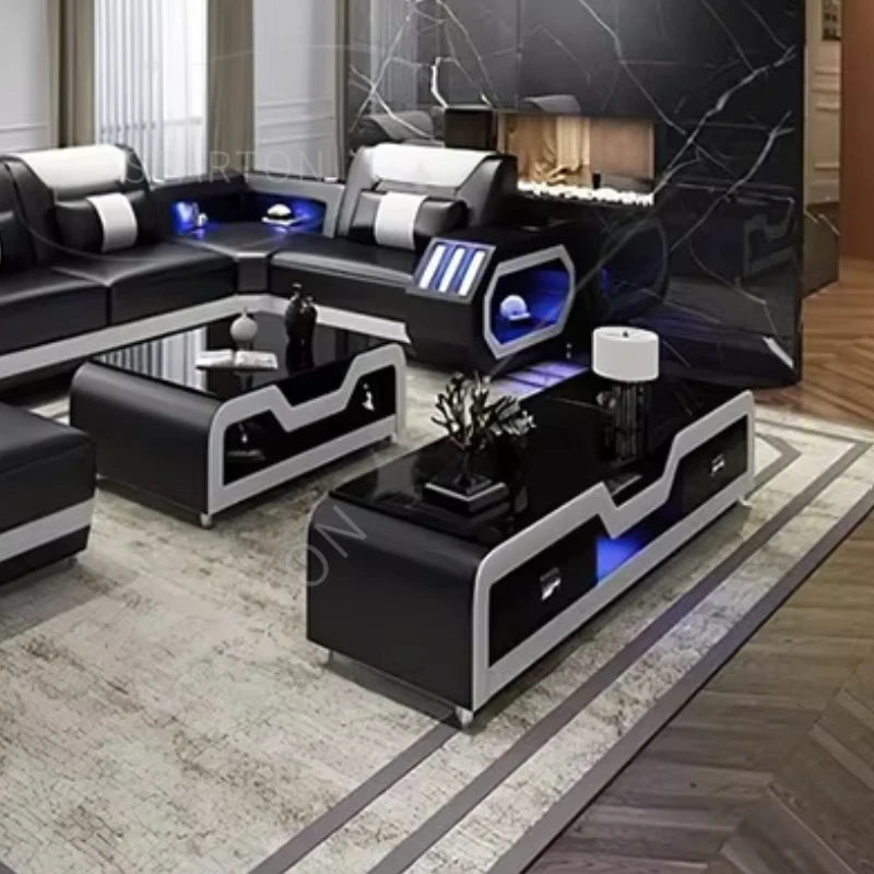 Modern Couch Living Room Leather High Back Comfortable Home Use Sofa