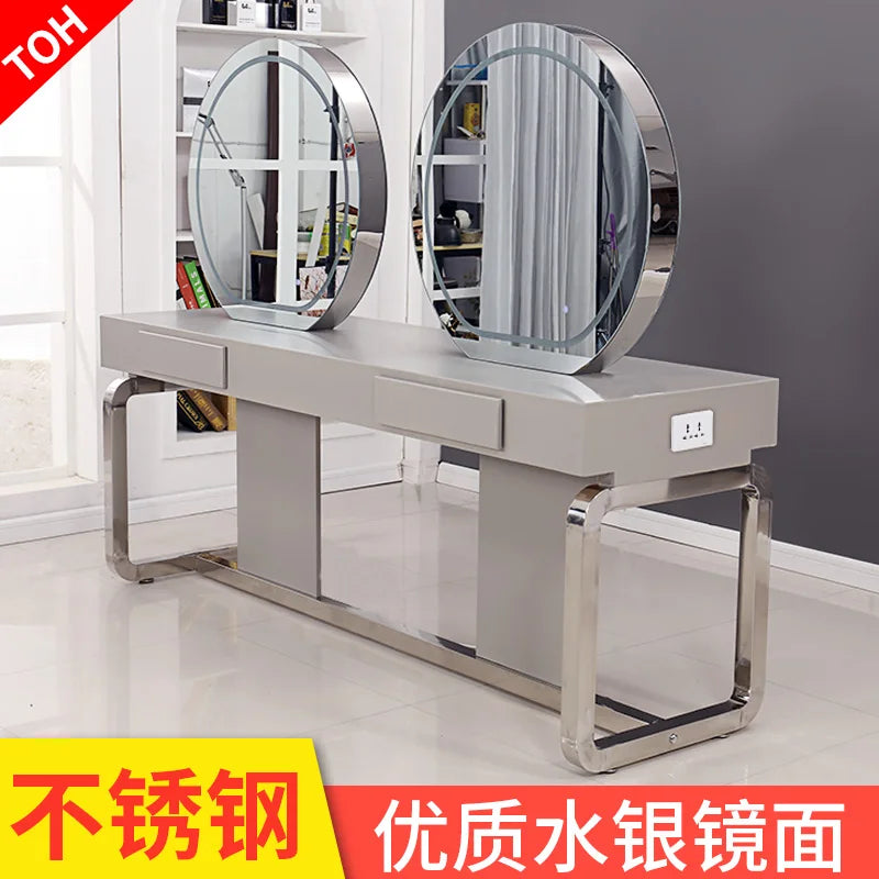 Double-sided mirror table for tgf barber shop, special for dyeing and ironing double-sided mirror hair salon for hair salon