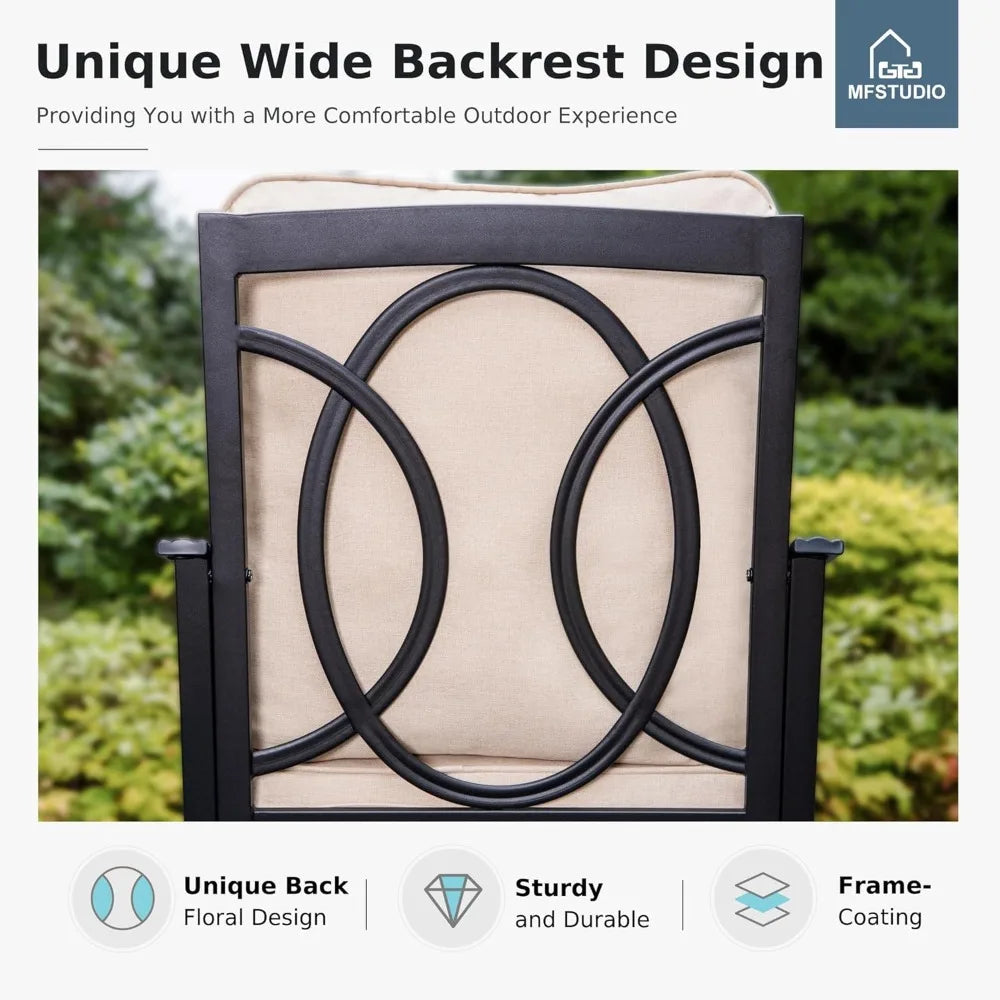 Patio Dining Chairs Set of 2 - Metal Wicker with Cushioned Seats and Armrests for Outdoor Use