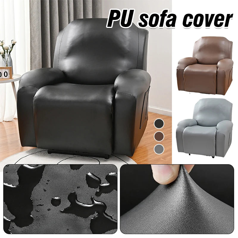 Waterproof PU Leather Recliner Sofa Cover Elastic All-inclusive Chair Covers Oil-proof Armchair Slipcovers Furniture Protector