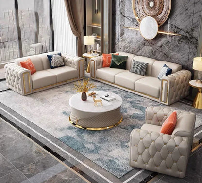 Simple Minimalist Light Luxury Fabric Sofa Set Furniture Velvet 1- 3 Seat Honeycomb Stainless Steel Living Room Sofas For Home