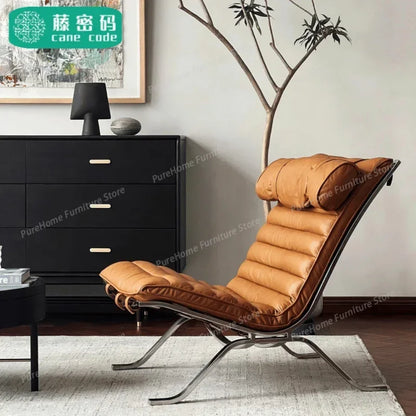 Retro Iron Sofa Chair, Antique Style Stainless Steel Leisure Chair, Family Living Room Balcony, Casual Italian Minimalism
