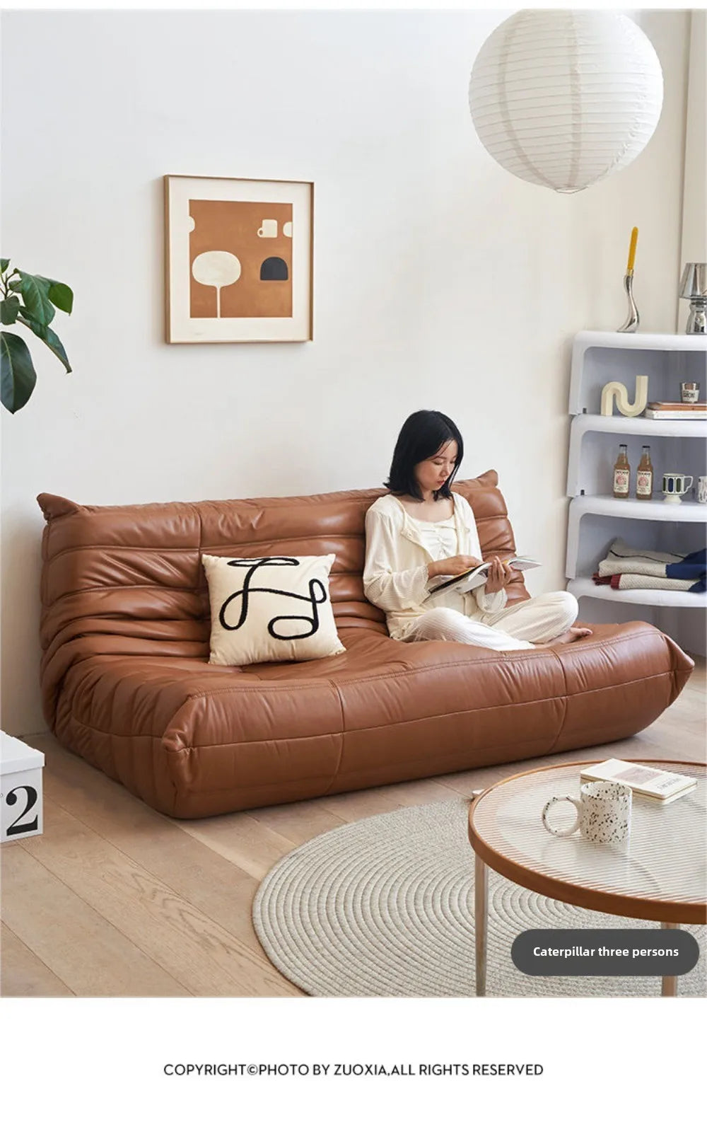 Caterpillar sofa three-person togo full sponge high rebound Internet celebrity living room leisure area sofa famous small sofa