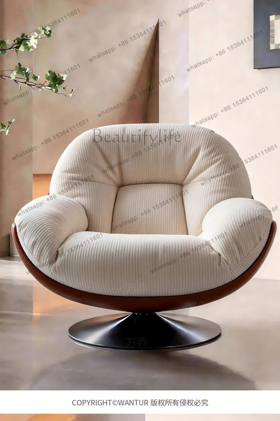 yj9 Medieval sofa chair living room balcony household light luxury high-end nest chair fabric single rotation