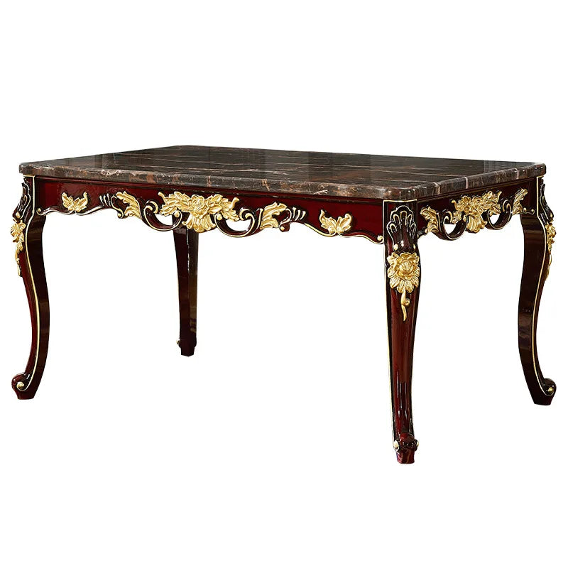 SGF European-style Marble Solid Wood Dining Table Carved Dining Table and Chair Set