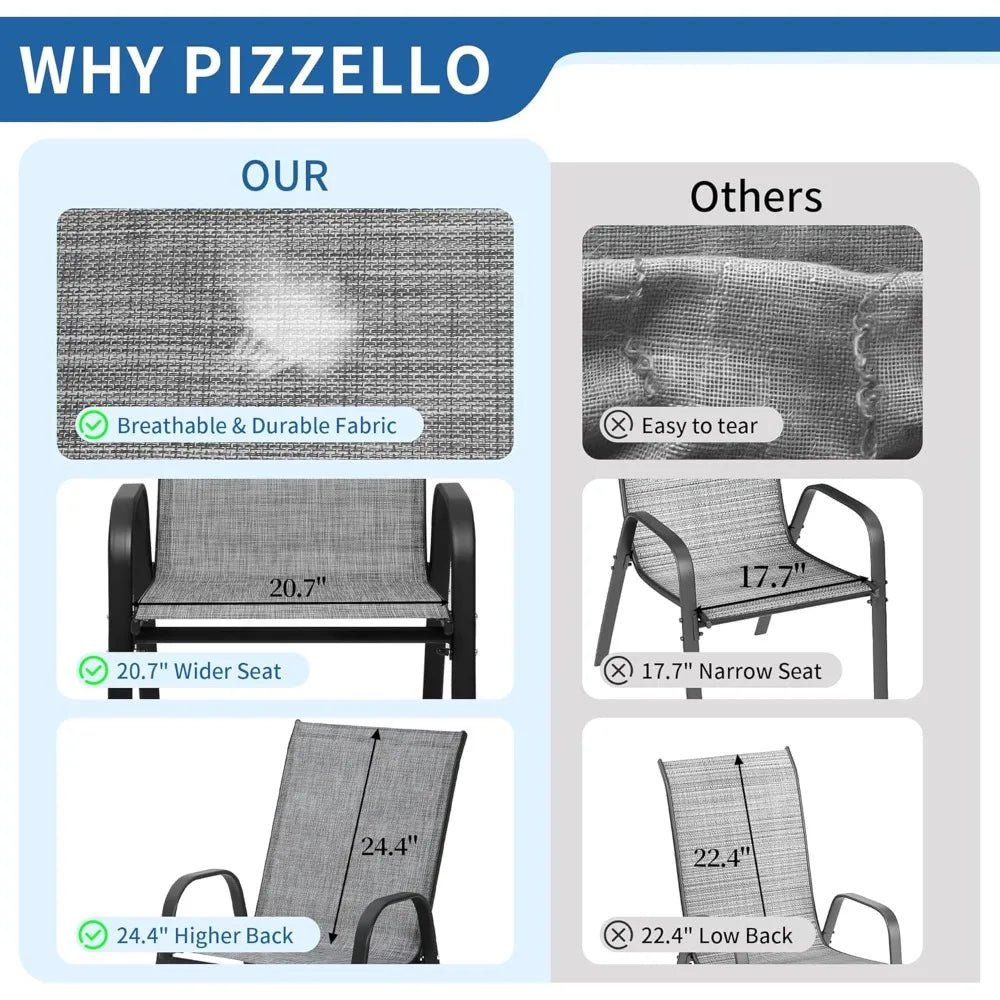 Set of 6 Stackable Outdoor Dining Chairs - All-Weather Textilene Patio Chairs with Armrests