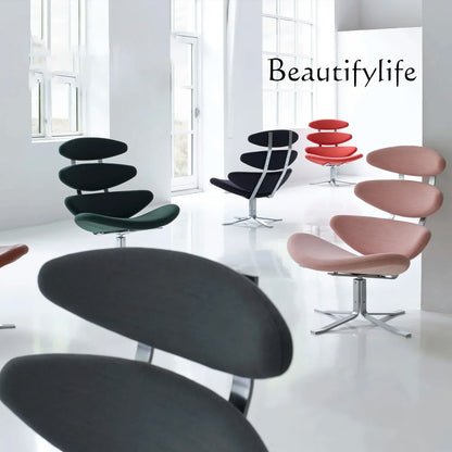 Modern simple chair stainless steel fish bone artistic sense high sense single sofa chair lazy