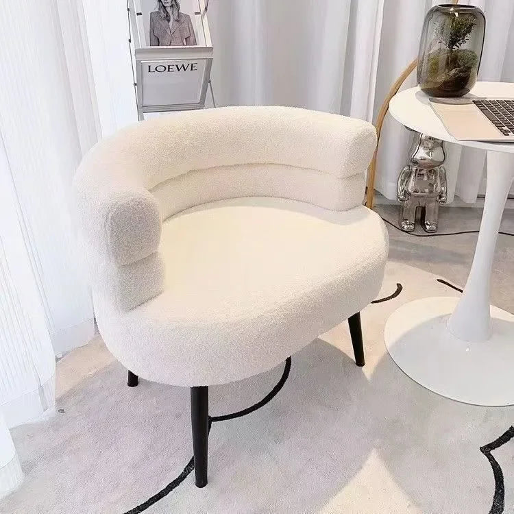 Living Room Swivel Chair Nordic Armchair INS Lift Computer Backrest Chair Lamb Wool Design Bedroom Makeup Chair Home Furniture