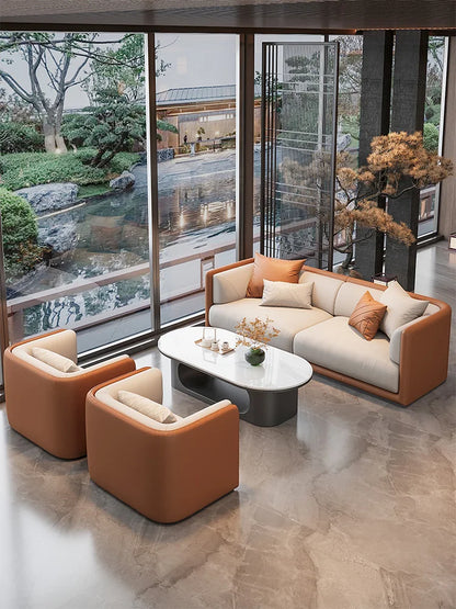 Nordic, light luxury, leisure, hotel, lobby, reception, sofa, combination