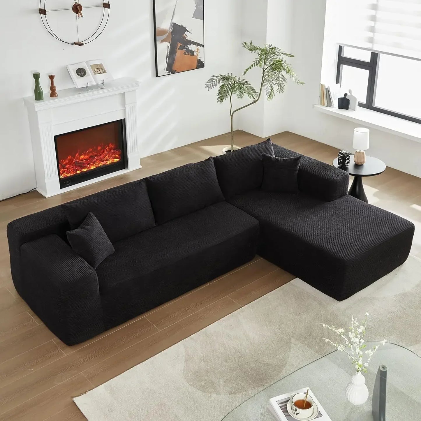 104'' L-Shape Modular Sectional Sofa Couch - Comfortable Upholstered Cloud Design Modern Minimalist Deep Seat Living Room Furnit