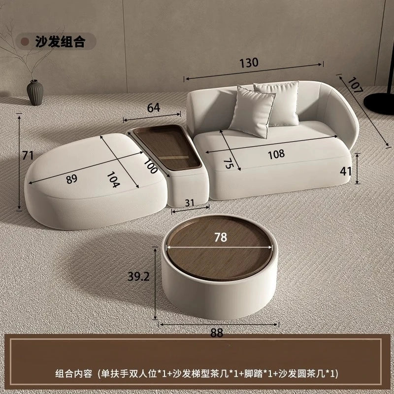Curved Sofa Special Shaped Designer Beauty Salon Couch Lounge Area Sofa Coffee Table Set Furniture Velvet Living Room Sofas
