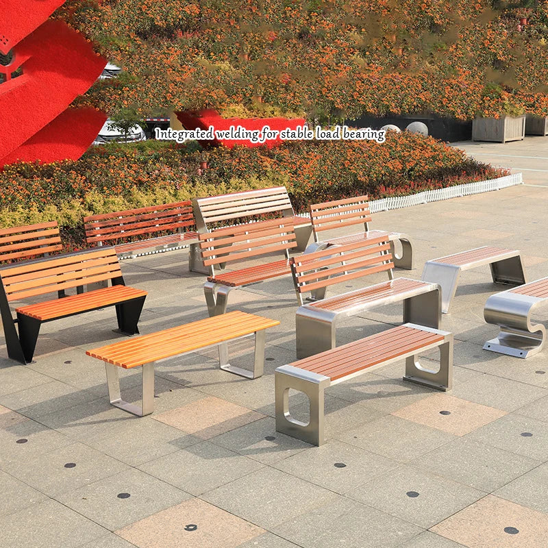 Banc de Patio Anti-Corrosion en acier inoxydable 304, haute qualité, 1.5mm d'épaisseur, mobilier d'extérieur moderne pour salle de sport, centre commercial, supermarché