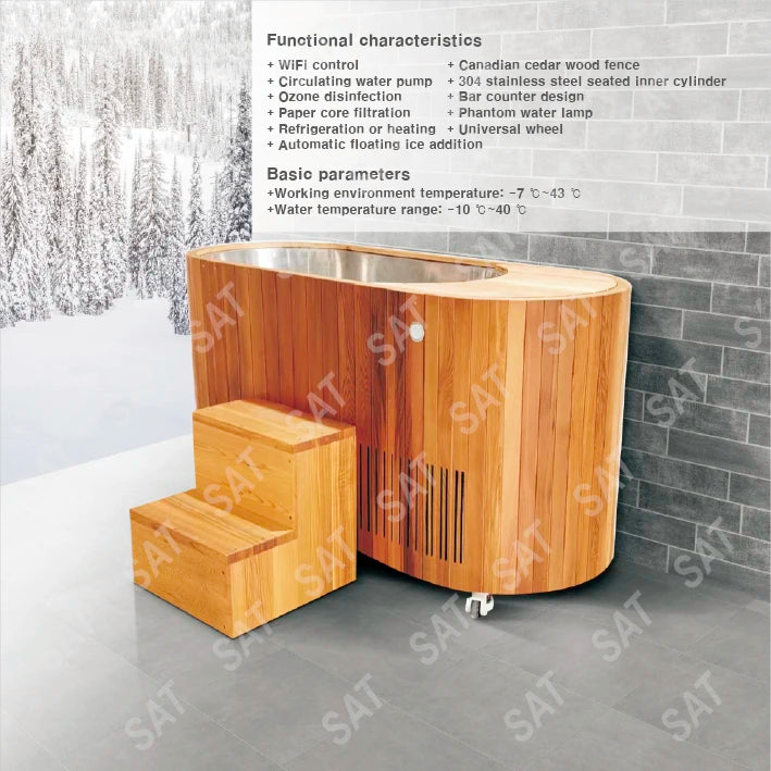 z Factory Outdoor Wooden Ice Bath Cold Plunge Stainless Steel Liner Cold Soaking Sport Recovery