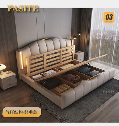 Luxury Frame Double Bed King Size Modern Living Room Frame Double Bed Queen Hotel Princess Cama De Casal Bedroom Furniture